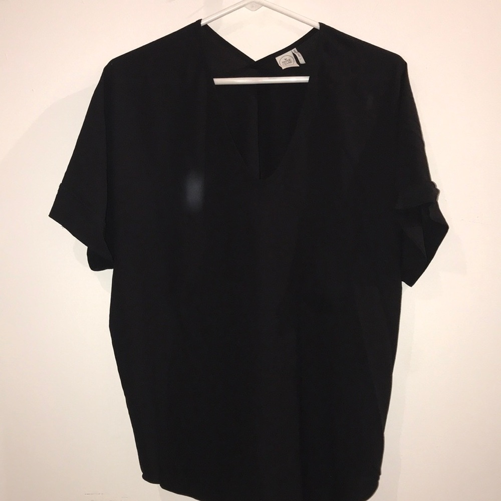 Sheer black paper crane top